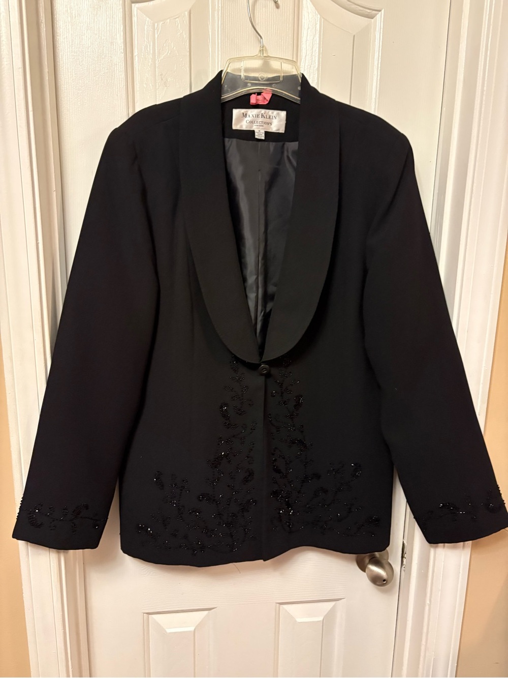 Maggie Barnes Black Beaded Evening Blazer